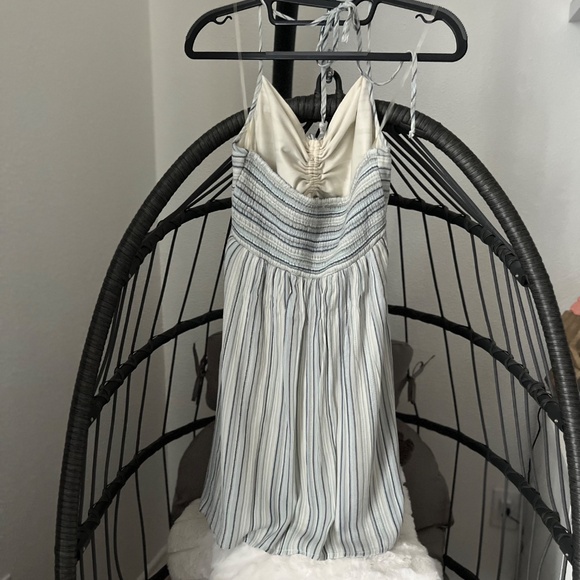 AMERICAN EAGLE OUTFITTERS Striped Blue White Halter Mini Dress size S - Picture 3 of 6